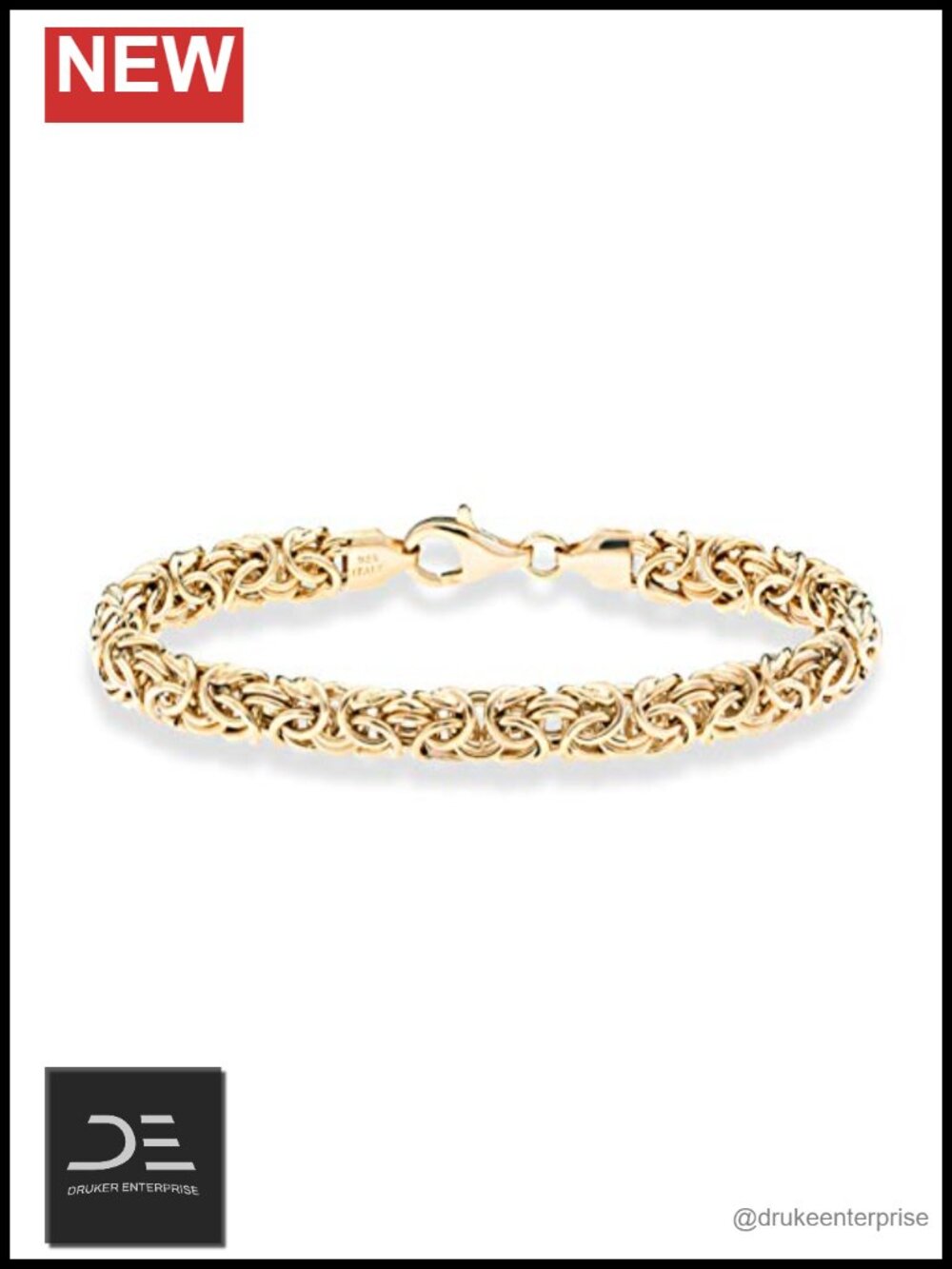 18K Gold Plated 925 Sterling Silver Byzantine Chain Bracelet